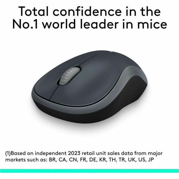 Logitech M185 Wireless Mouse, 2.4GHz with USB Mini Receiver, 1000 DPI Optical Tracking, Swift Grey - Image 2