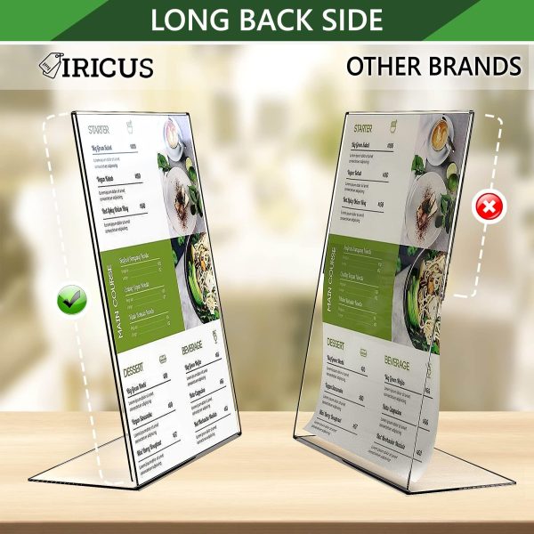 5 Pack Acrylic Sign Holders 8.5x11   Plastic Stands for Display   8 1 2 x 11 Acrylic Sign Holder with Vertical Slanted Back   Clear Plastic Sign Holder Paper Display Table Stand Flyer Document Paper - Image 5