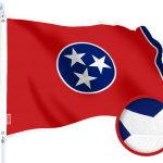 G128 Tennessee TN State Flag | 4x6 Ft | StormFlyer Series Embroidered 220GSM Spun Polyester | Embroidered Design, Indoor/Outdoor, Brass Grommets, Heavy Duty, All Weather