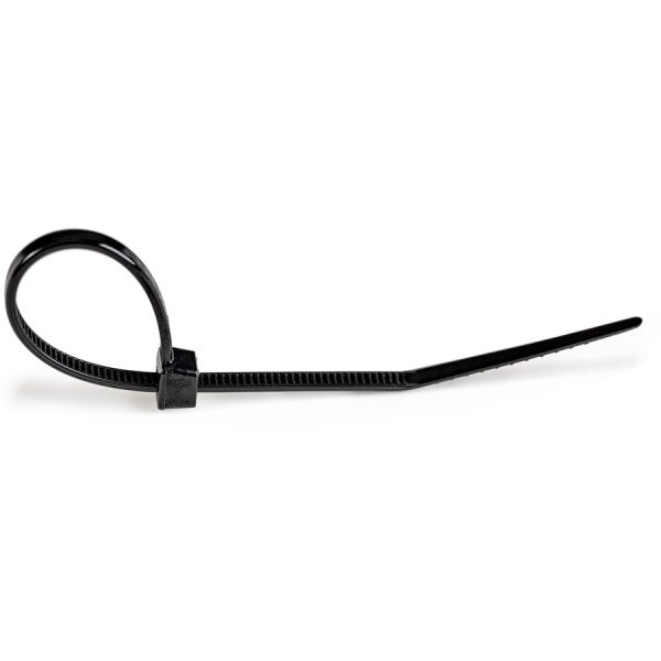 StarTech.com 4"(10cm) Cable Ties, 7/8"(22mm) Dia, 18lb(8kg) Tensile Strength, Nylon Self Locking Zip Ties, UL Listed, 100 Pack, Black - Image 2