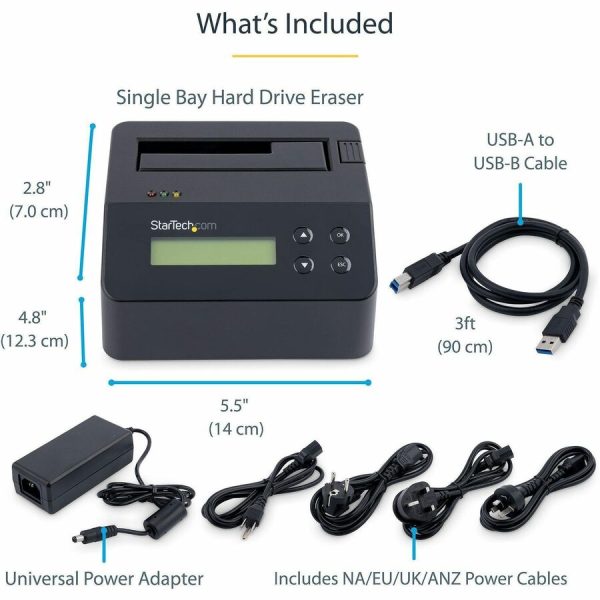 StarTech.com Single Bay SSD/HDD Hard Drive Eraser, 2.5"/3.5" , Standalone Wiper, Disk Sanitizer, Hardware Wiper Erasing Tool, NIST/DoD/TAA - Image 6