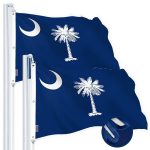 G128 2 Pack: South Carolina SC State Flag | 5x8 Ft | StormFlyer Series Embroidered 220GSM Spun Polyester | Embroidered Design, Indoor/Outdoor, Brass Grommets, Heavy Duty, All Weather