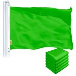 G128 5 Pack: Solid Lime Green Color Flag | 2x3 Ft | LiteWeave Pro Series Printed 150D Polyester | Indoor/Outdoor, Vibrant Colors, Brass Grommets, Thicker and More Durable Than 100D 75D Polyester
