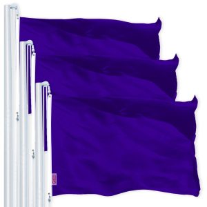 G128 3 Pack: Solid Violet Color Flag | 2x3 Ft | LiteWeave Pro Series Printed 150D Polyester | Indoor/Outdoor, Vibrant Colors, Brass Grommets, Thicker and More Durable Than 100D 75D Polyester