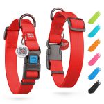 Waterproof Dog Collar   Adjustable Dog Collar for Large Dogs Small and Medium Dogs   Breakaway Dog Collar Waterproof with Plastic Buckle and QR Dog Tag   Boy & Girl Dog Collars (Red)