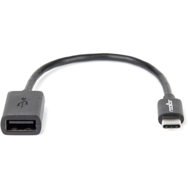 Rocstor Premium 6" USB-C to USB-A Adapter M/F - USB 2.0 - USB Type C to A Converter - For use of USB C devices such as Macbook Pro, MacBook, Chromebook, and other USB-C devices - 1 Pack - 1 x USB Type C Male - 1 x USB Type A Female - Black Adapter - Image 3
