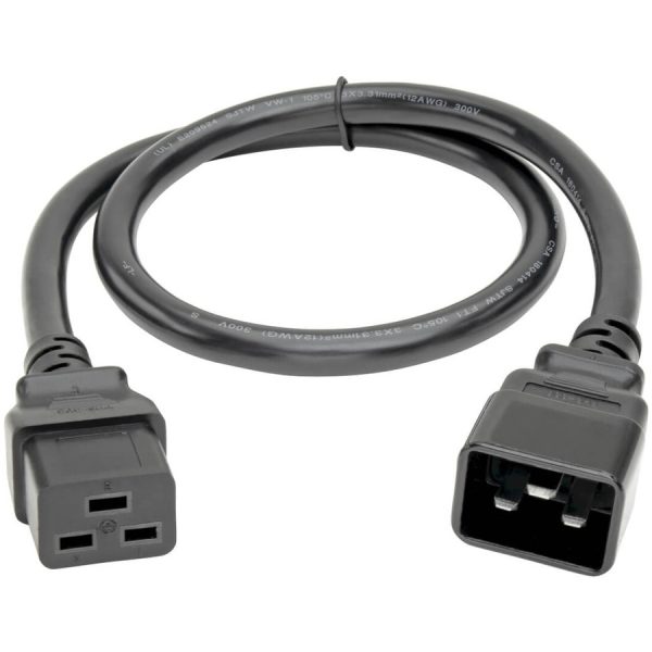 Eaton Tripp Lite Series Power Extension Cord, C19 to C20 - Heavy-Duty, 20A, 250V, 12 AWG, 2 ft. (0.61 m), Black - Image 2