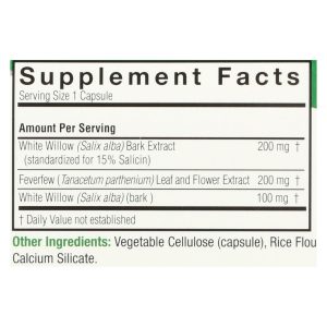Nature's Answer - White Willow with Feverfew - 60 vcaps