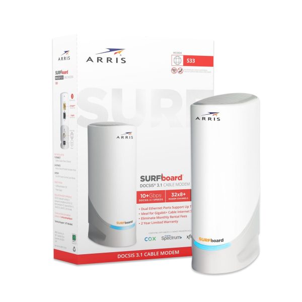 (S33 RB)   Cable Modem   DOCSIS 3.1 Multi Gigabit Cable Modem for Comcast Xfinity Cox Spectrum & More 1 & 2.5 Gbps Ports 2.5 Gbps Max Internet Speeds 4 OFDM Channels 2 Year Warranty   Renewed - Image 6