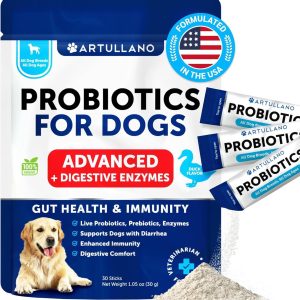 Probiotic Powder for Dogs   Support Gut Health Itchy Skin Allergies Immunity Yeast Balance   Dog Probiotics and Digestive Enzymes with Prebiotics   Reduce Diarrhea Gas   30 Probiotic Sticks