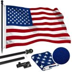 G128 - 6 Feet Tangle Free Spinning Flagpole (Black) American USA Flag Brass Grommets Spun Polyester 3x5 ft (Flag Included) Aluminum Flag Pole
