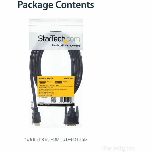 StarTech.com HDMI to DVI Cable - 6 ft / 2m - HDMI to DVI-D Cable - HDMI Monitor Cable - HDMI to DVI Adapter Cable - Image 2