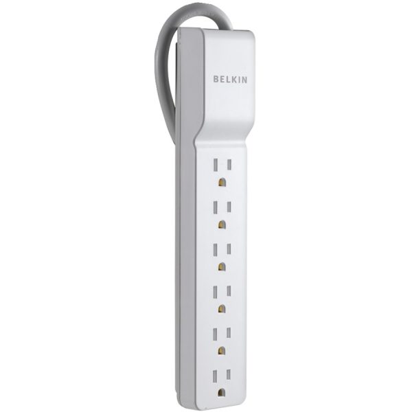 Belkin 6 Outlet Power Strip Surge Protector with 6ft Power Cord - 720 Joules - White - Image 2
