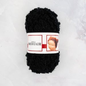 Mohair Bouclé Yarn Doll Hair Waldorf Doll Making Hair (Black)