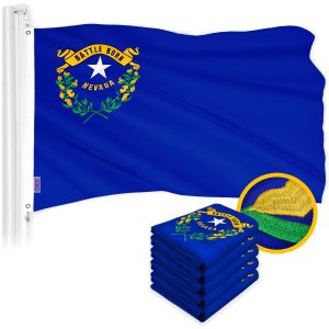 G128 5 Pack: Nevada NV State Flag | 3x5 Ft | ToughWeave Series Embroidered 300D Polyester | Embroidered Design, Indoor/Outdoor, Brass Grommets