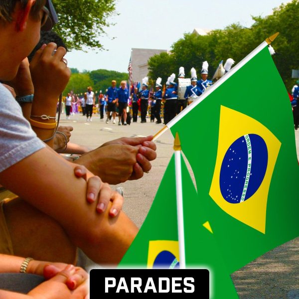 G128 30 Pack Handheld Brazil Brazilian Stick Flags | 12x18 In | Printed 150D Polyester, Country Flag, Solid Wooden Stick, Spear Gold Tip - Image 5