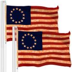 G128 2 Pack: Betsy Ross Tea-Stained Flag | 3x5 Ft | LiteWeave Pro Series Printed 300D Polyester | Historical Flag, Vibrant Colors, Brass Grommets, Thicker and More Durable Than 100D 75D Polyester