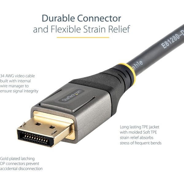 StarTech.com 13ft (4m) VESA Certified DisplayPort 1.4 Cable, 8K 60Hz HDR10, UHD 4K 120Hz Video, DP to DP Monitor Cord, DP 1.4 Cable, M/M - Image 6