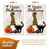 G128 Garden Flag Happy Halloween Gnome with Pumpkin and Black Cat 12"x18" Blockout Fabric - Image 3