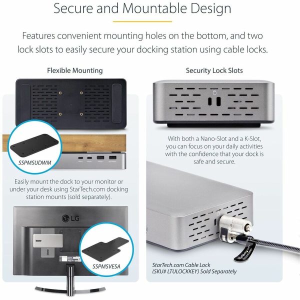 StarTech.com USB4 Docking Station, USB-C 40Gbps, up to Dual 4K 60Hz HDMI, Multi-Monitor Dock, 6-Port USB Hub, 2.5GbE, 100W Power Delivery - Image 7