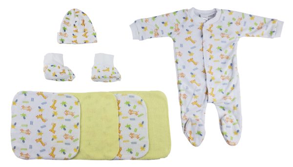 Caps, Booties And Washcloths - 9 Pc Set  Cs_0017