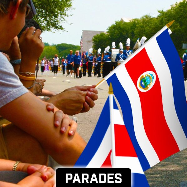 G128 12 Pack Handheld Costa Rica Costa Rican Stick Flags | 12x18 In | Printed 150D Polyester, Country Flag, Solid Wooden Stick, Spear Gold Tip - Image 5