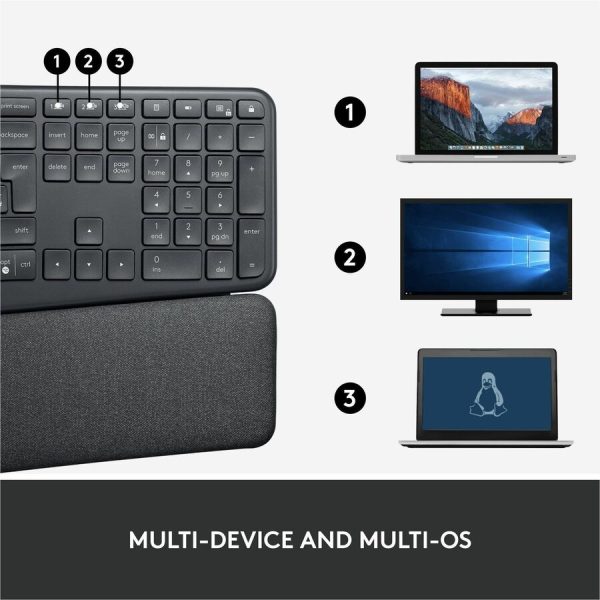 Logitech Ergo K860 Split Wireless Keyboard for Business - Ergonomic Design, Secured Logi Bolt Technology, Graphite - Image 3