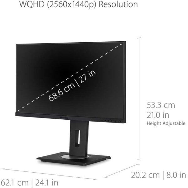 ViewSonic VG2755-2K 27 Inch IPS 1440p Monitor with USB C, HDMI, DisplayPort and 40 Degree Tilt Ergonomics for Home and Office - Image 10