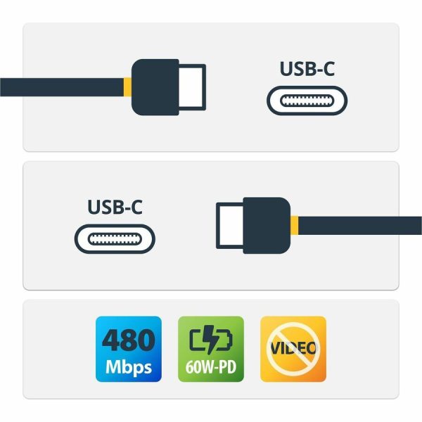 StarTech.com 1m (3ft) USB C Charging Cable, USB 2.0 Type-C Laptop Charger Cord, 60W 3A Power Delivery, TPE Jacket, Data Transfer Cable M/M - Image 2