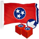 G128 10 Pack: Tennessee TN State Flag | 2.5x4 Ft | ToughWeave Series Embroidered 300D Polyester | Embroidered Design, Indoor/Outdoor, Brass Grommets