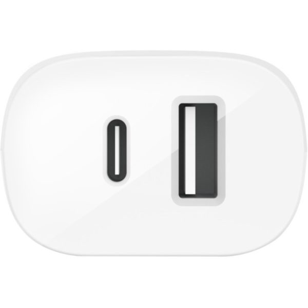 Belkin 37W Portable Dual Port USB-C Wall Charger - 1xUSB-A (12W), 1xUSB-C (30W) - Fast Charging - Power Adapter - White - Image 4