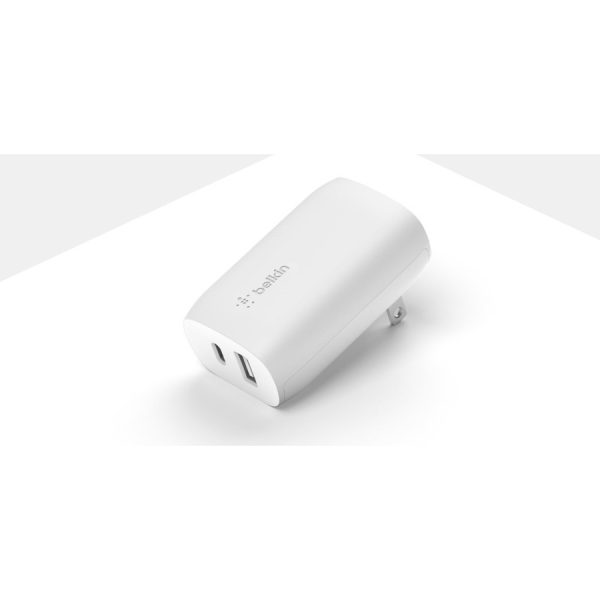 Belkin 37W Portable Dual Port USB-C Wall Charger - 1xUSB-A (12W), 1xUSB-C (30W) - Fast Charging - Power Adapter - White - Image 6
