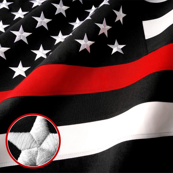 Thin Red Line Flag 220GSM Embroidered Spun Polyester 3x5 Ft - Image 2