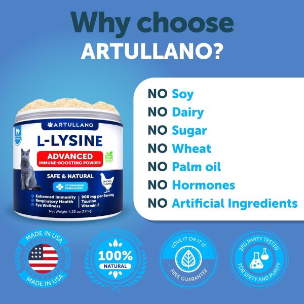 L Lysine for Cats   Lysine Powder Supplement   900mg serving   Immune Support for Cats & Kittens   Sneezing Runny Nose Squinting Watery Eyes Cold Eye Function Respiratory Health   with Taurine - Image 6