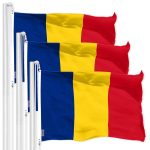 G128 3 Pack: Romania Romanian Flag | 3x5 Ft | LiteWeave Pro Series Printed 150D Polyester | Country Flag, Indoor/Outdoor, Vibrant Colors, Brass Grommets, Thicker and More Durable Than 100D 75D Poly