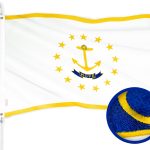 G128 Rhode Island State Flag | 4x6 Ft | ToughWeave Series Embroidered 300D Polyester | Embroidered Design, Indoor/Outdoor, Brass Grommets