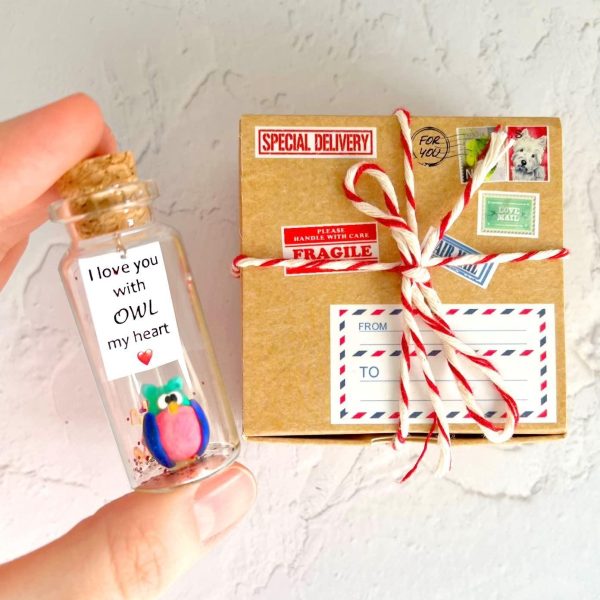Cute and Kawaii Valentine's Day and Anniversary Presents   Personalized Love Gifts for Boyfriend Girlfriend (Colorful Owl   I Love You with Owl My Heart in Craft Gift Box) - Image 2
