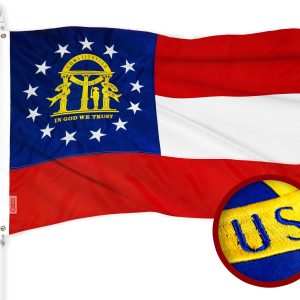 G128 Georgia State Flag | 4x6 Ft | ToughWeave Series Embroidered 300D Polyester | Embroidered Design, Indoor/Outdoor, Brass Grommets