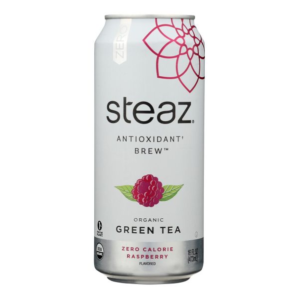 Steaz Zero Calorie Green Tea - Raspberry - Case of 12 - 16 Fl oz.