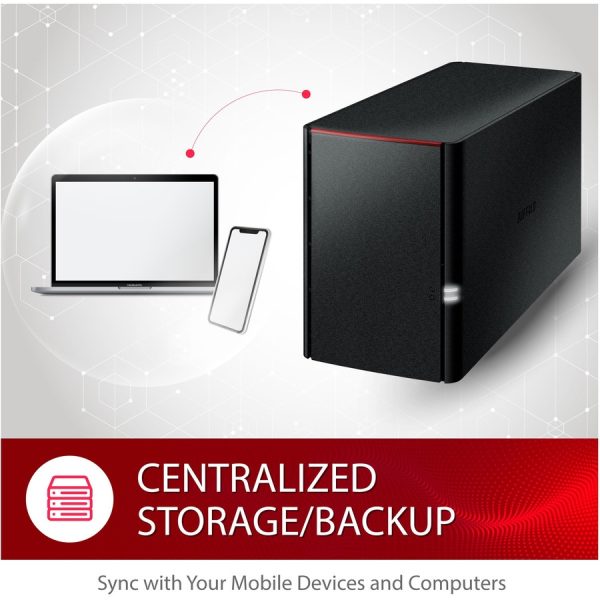 BUFFALO LinkStation SoHo 220 Home-Office NAS Storage 8TB Personal Cloud Hard Drives Included - Image 3