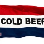 G128 Cold Beer sign Flag | 3x5 feet | Printed 150D Indoor/Outdoor, Vibrant Colors, Brass Grommets, Quality Polyester, Much Thicker More Durable Than 100D 75D Polyester