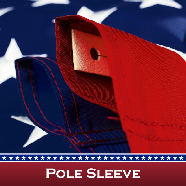 American Flag 210D Embroidered Polyester 2x3 Ft - with Pole Sleeve - Image 2