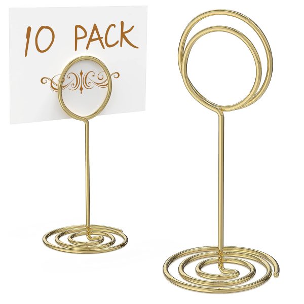 10 Pack Table Number Holders for Wedding   Gold Place Card Holder   Table Sign Holders   Picture   Photo Holders for Tables   Mini Table Number Stands Gold   Small Gold Table Number Holders Clip Stand - Image 7