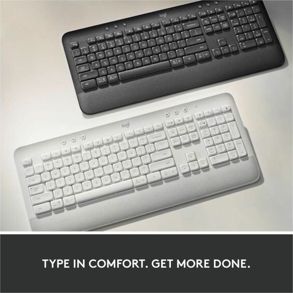 Logitech Signature K650 Comfort Full-Size Wireless Keyboard with Wrist Rest, BLE Bluetooth or Logi Bolt, Graphite - Image 2