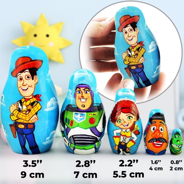 Matryoshka Matrioska Babuska Russian Nesting Wooden Doll Toy Story Matryoshika Babushka 5 Pcs Stacking Hand Painting Beautiful Nested Craft Matriosjka - Image 3