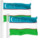 G128 2 Pack: Uzbekistan Uzbekistani Flag | 3x5 Ft | LiteWeave Pro Series Printed 150D Polyester | Country Flag, Vibrant Colors, Brass Grommets, Thicker and More Durable Than 100D 75D Polyester