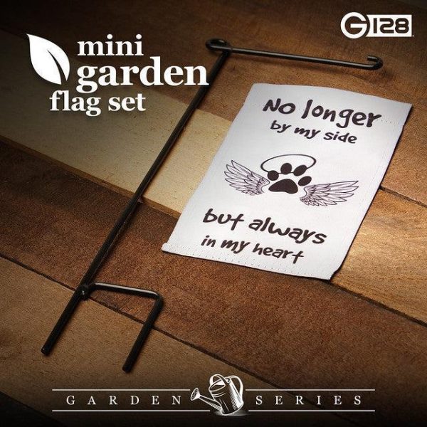 G128 Garden Flag No Longer by My Side but Always in My Heart Angelic Pawprint Pet Memorial | 4x8 Inch | Printed Blockout Polyester - Image 2