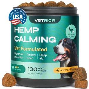 Calming Chews for Dogs Anxiety Relief   Hemp Calming Chews for Dogs with Valerian Root Hemp Seed Oil Turmeric L Theanine   Soft Treats for Storms Fireworks Separation Vet Visits Grooming