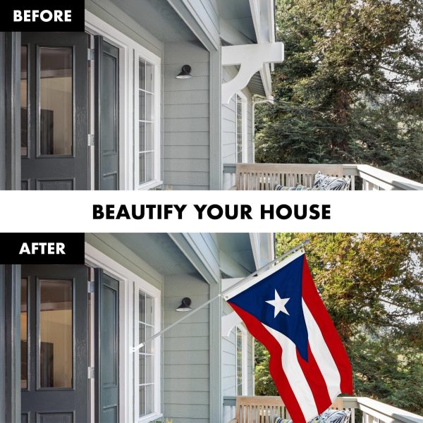 G128 Combo Pack: 5 Ft Tangle Free Spinning Flagpole (Silver) & Puerto Rico Flag 2.5x4 Ft Embroidered 220GSM Spun Polyester, Brass Grommets (Flag Included) Aluminum Flag Pole - Image 3