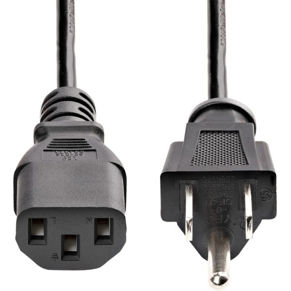 StarTech.com 6ft(1.8m) Heavy Duty Power Cord, NEMA 5-15P to C13, 15A 125V 14AWG, Replacement AC Computer Power Cord, PC Power Supply Cable - Image 2
